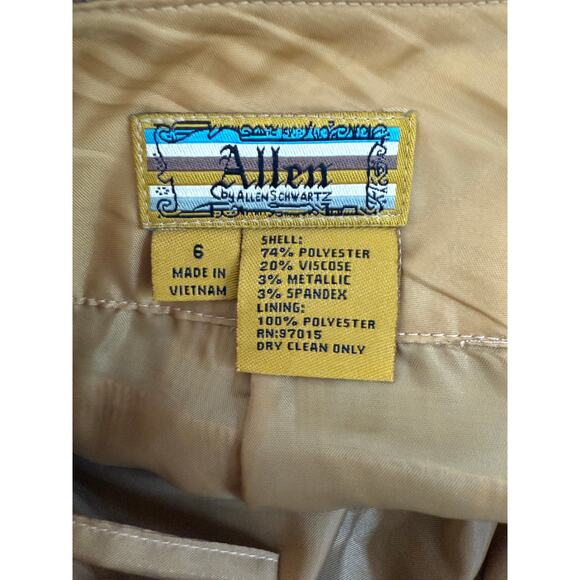 Allen by Allen Schwartz Cream Brown Gold Plaid Wide Leg Lined Dress Pants Size 6 - Picture 7 of 8